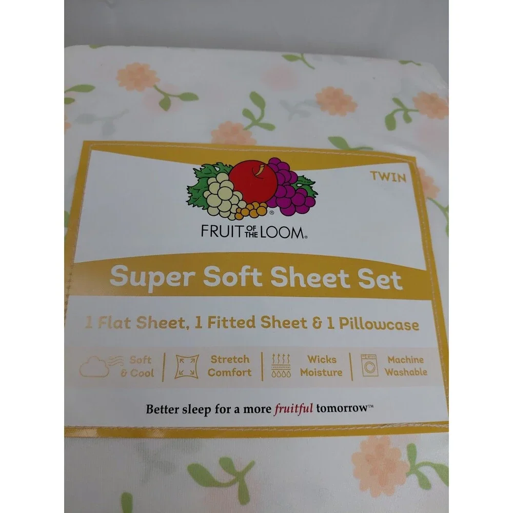 FRUIT OF THE LOOM SUPER SOFT SHEET SET TWIN SIZE